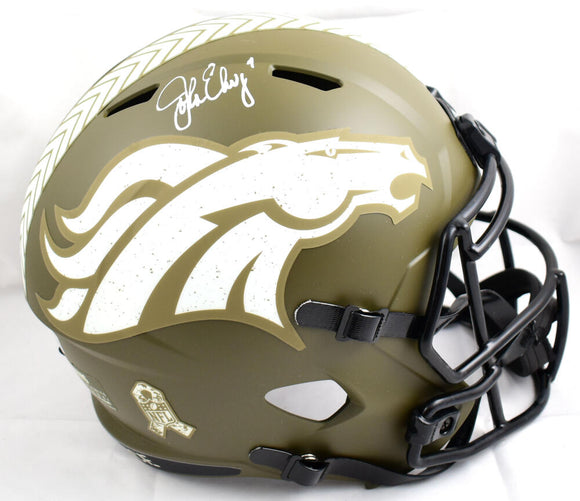 John Elway Autographed Denver Broncos F/S Salute to Service Speed Helmet-Beckett W Hologram *White Image 1