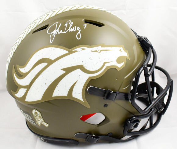 John Elway Autographed Denver Broncos F/S Salute to Service Speed Authentic Helmet-Beckett W Hologram *White Image 1