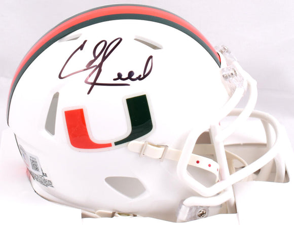 Ed Reed Autographed Miami Hurricanes Speed Mini Helmet- Beckett W Hologram *Black Image 1