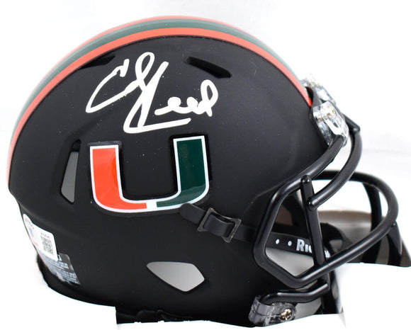Ed Reed Autographed Miami Hurricanes Nights Speed Mini Helmet- Beckett W Hologram *Silver Image 1