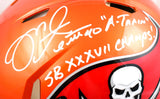Mike Alstott Signed Buccaneers F/S Flash Speed Authentic Helmet w/ 2 Insc.- Beckett W Hologram *White Image 2