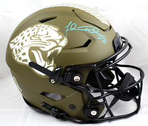 Fred Taylor Autographed Jaguars F/S Salute to Service Speed Flex Helmet- Beckett W Hologram *Teal Image 1