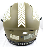 Fred Taylor Autographed Jaguars F/S Salute to Service Speed Flex Helmet- Beckett W Hologram *Teal Image 3