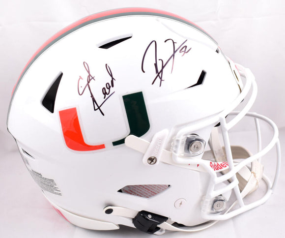Ed Reed Ray Lewis Signed Miami Hurricanes F/S Speed Flex Helmet - Beckett W Hologram *Black Image 1