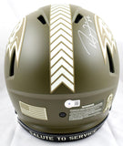 Ray Lewis Autographed Baltimore Ravens F/S Salute to Service Speed Authentic Helmet- Beckett W Hologram *White Image 3