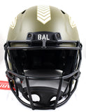 Ray Lewis Autographed Baltimore Ravens F/S Salute to Service Speed Authentic Helmet- Beckett W Hologram *White Image 4