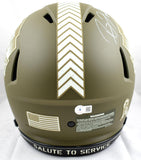 Ray Lewis Autographed Hall of Fame F/S Salute to Service Speed Authentic Helmet w/HOF-Beckett W Hologram *White Image 3