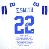 Emmitt Smith Autographed White Pro Style STAT Jersey- Beckett W Hologram *R2 *Silver Image 1