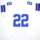 Emmitt Smith Autographed White Pro Style STAT Jersey- Beckett W Hologram *R2 *Silver Image 3