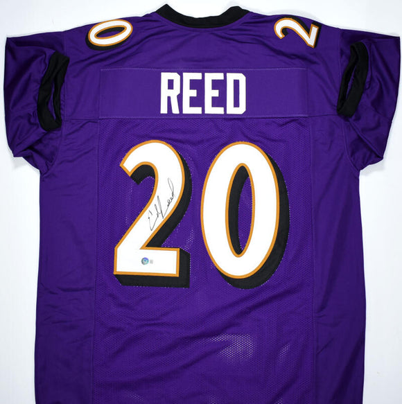 The Jersey Source Autographs Ed Reed Autographed Black Pro Style Stat Jersey - Beckett W Hologram *Black