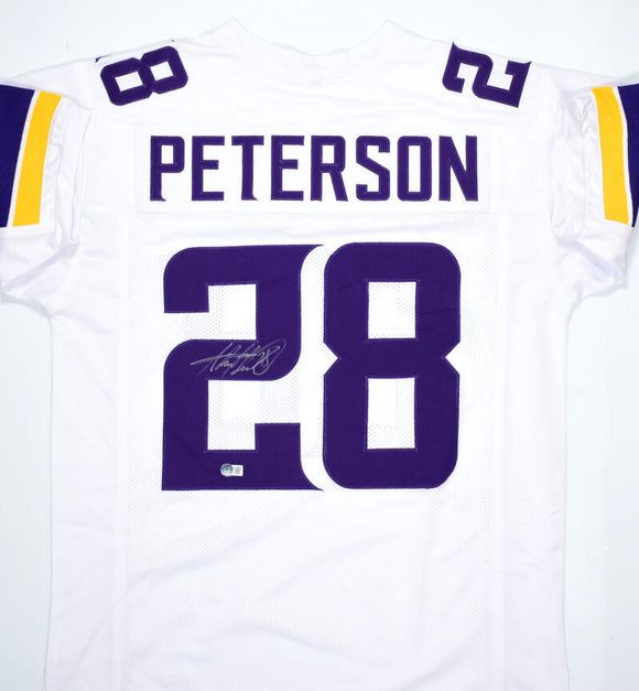 Adrian Peterson Autographed White Pro Style Jersey- Beckett W Hologram *2 Image 1