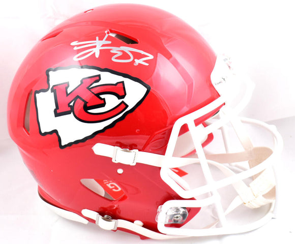 Travis Kelce Autographed Kansas City Chiefs F/S Speed Authentic Helmet-Beckett W Hologram *Silver Image 1