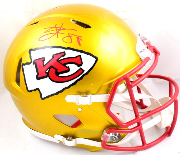 Travis Kelce Kansas City Chiefs Autographed Riddell Flash Speed Replica  Helmet