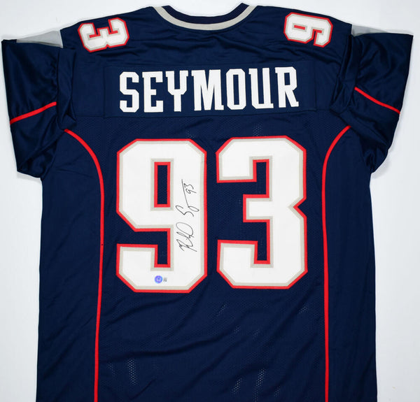 Richard Seymour Autographed Red Pro Style Jersey- Beckett W *Black