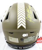 Marshall Faulk Signed Rams F/S Salute to Service Speed Flex Helmet w/HOF-  Beckett W Hologram *Yellow Image 3