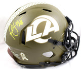 Marshall Faulk Autographed Rams F/S Salute to Service Speed Authentic Helmet- Beckett W Hologram *Yellow Image 1