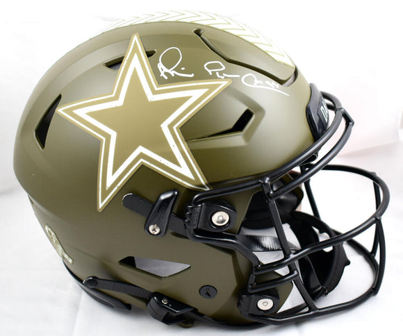 Michael Irvin Autographed Dallas Cowboys F/S Salute to Service Speed Flex Helmet- Beckett W Hologram *White Image 1