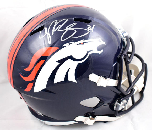 Champ Bailey Autographed Denver Broncos F/S Speed Helmet - Beckett W Hologram *Silver Image 1