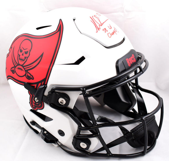 Mike Evans Autographed Tampa Bay Buccaneers F/S Lunar Speed Flex Helmet w/SB Champs- Beckett W Hologram *Red Image 1