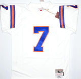 John Elway Autographed Broncos Mitchell & Ness White 1990 Legacy Jersey- Beckett W Hologram *Silver Image 3