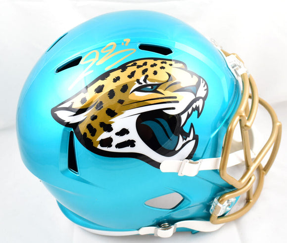Evan Engram Autographed Jaguars F/S Flash Speed Helmet-Beckett W Hologram *Gold Image 1