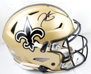 Derek Carr Autographed New Orleans Saints F/S Speed Flex Helmet-Beckett W Hologram *Black *Smeared  Image 1