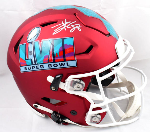 Travis Kelce Autographed Kansas City Chiefs F/S SB LVII Speed Flex Helmet-Beckett W Hologram *Silver *SMEARED Image 1