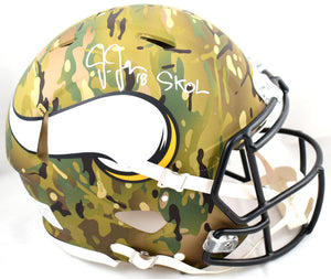 Justin Jefferson Autographed Minnesota Vikings Camo F/S Authentic Speed Helmet w/SKOL-Beckett W Hologram *White *Dinged Image 1