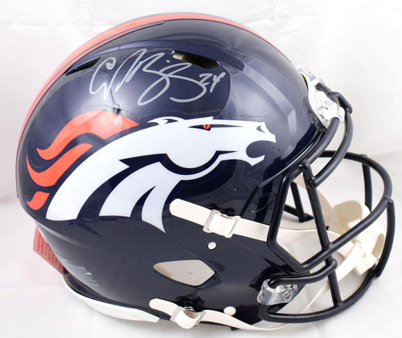 Champ Bailey Autographed Denver Broncos F/S Speed Authentic Helmet-Beckett W Hologram *Silver *SMEARED Image 1