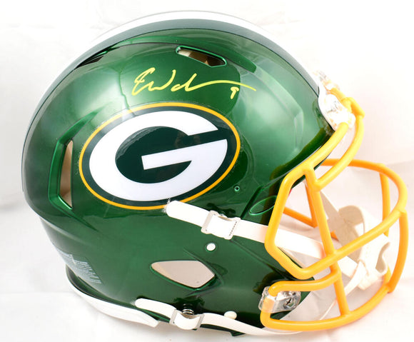 Christian Watson Autographed Green Bay Packers F/S Flash Speed Authentic Helmet-Beckett W Hologram *Yellow *SMEAR Image 1