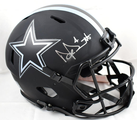 Dak Prescott Autographed Cowboys F/S Eclipse Speed Authentic Helmet-Beckett W Hologram *Silver *Smeared Image 1