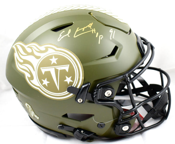 Earl Campbell Autographed Tennessee Titans F/S Salute to Service Speed Flex Helmet w/ HOF - Beckett W Hologram *Gold Image 1