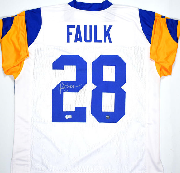 Marshall Faulk Autographed White Pro Style Jersey- Beckett W Hologram *Silver Image 1