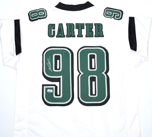 Jalen Carter Autographed White Pro Style Jersey- Beckett W Hologram *Silver Image 1