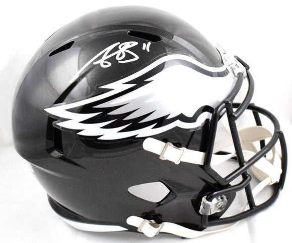 A.J. Brown Autographed Philadelphia Eagles F/S Alternative 2022 Speed Helmet- Beckett W Hologram *Silver Image 1