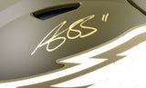 A.J. Brown Autographed Eagles F/S Salute to Service Speed Flex Helmet- Beckett W Hologram *Gold Image 2
