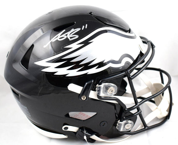 A.J. Brown Autographed Eagles F/S Alternative 2022 Speed Flex Helmet- Beckett W Hologram *Silver Image 1