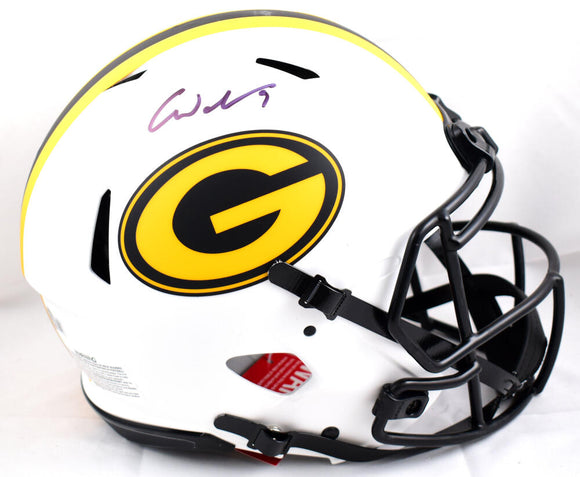 Christian Watson Autographed Green Bay Packers F/S Lunar Speed Authentic Helmet-Beckett W Hologram *Black Image 1