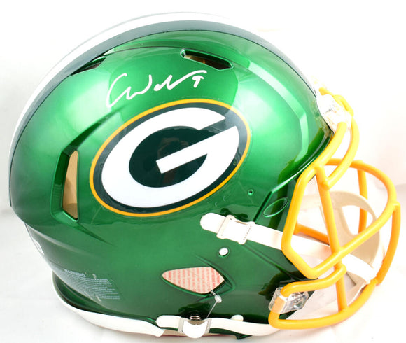 Christian Watson Autographed Green Bay Packers F/S Flash Speed Authentic Helmet-Beckett W Hologram *White Image 1