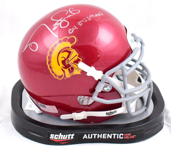 Matt Leinart Autographed USC Trojans Schutt Mini Helmet W/ Heisman- JSA W *Silver Image 1