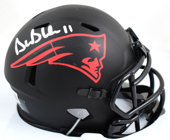 Drew Bledsoe Signed New England Patriots Eclipse Mini Helmet - Beckett W Hologram *Silver Image 1