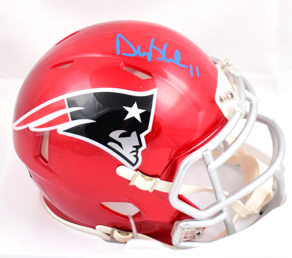 Drew Bledsoe Autographed New England Patriots Flash Speed Mini Helmet-Beckett W Hologram *Blue Image 1