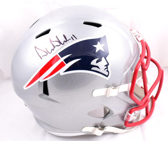 Drew Bledsoe Autographed New England Patriots F/S Speed Helmet - Beckett W Hologram *Black Image 1