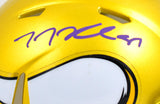 TJ Hockenson Autographed Minnesota Vikings Flash Speed Mini Helmet- Beckett W Hologram *Purple Image 2