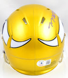 TJ Hockenson Autographed Minnesota Vikings Flash Speed Mini Helmet- Beckett W Hologram *Purple Image 3