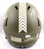 Tony Dorsett Earl Campbell Autographed F/S Salute to Service Speed Helmet w/HOF- Beckett W Hologram *Gold Image 4
