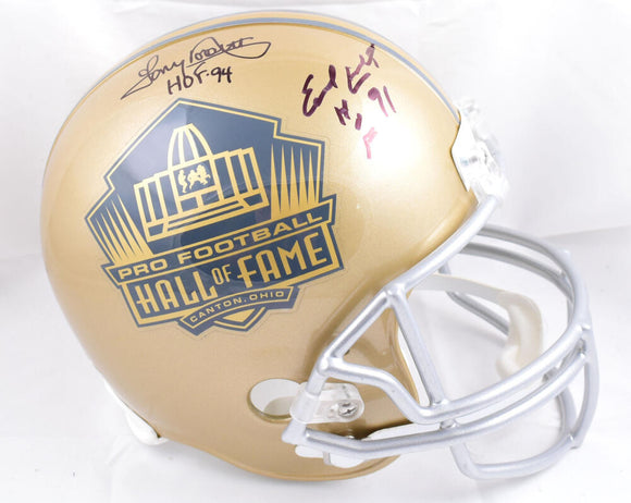 Tony Dorsett Earl Campbell Autographed F/S HOF Gold Helmet w/HOF- Beckett W Hologram *Black Image 1