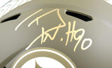 TJ Watt Autographed Pittsburgh Steelers F/S Salute to Service Speed Authentic Helmet-Beckett W Hologram *Gold Image 2