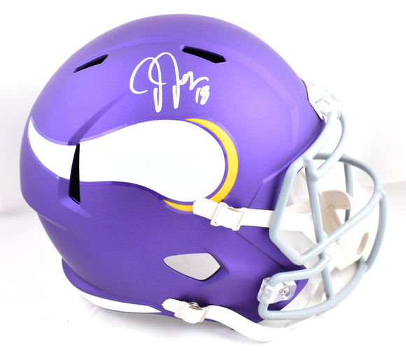 Justin Jefferson Autographed Minnesota Vikings F/S Tribute Speed Helmet-Beckett W Hologram *Silver Image 1