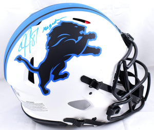 Calvin Johnson Autographed Detroit Lions F/S Lunar Speed Authentic Helmet w/Megatron- Beckett W Hologram *Blue Image 1